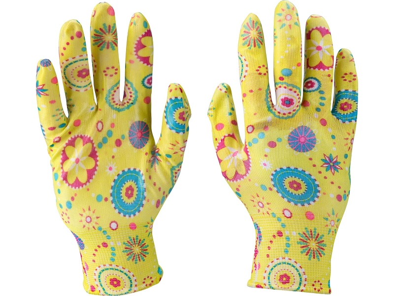 rukavice zahradní nylonové polomáčené v nitrilu, velikost 9"