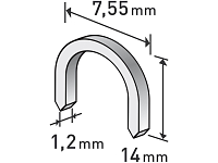 spony oblé, balení 1000ks, 14mm, 7,55x0,52x1,2mm