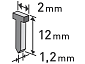 hřebíky, balení 1000ks, 12mm, 2,0x0,52x1,2mm