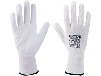 rukavice z polyesteru polomáčené v PU, bílé, velikost 10