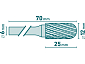 fréza karbidová, válcová s kulovým čelem, pr.12x25mm/stopka 6mm,sek střední (double-cut)