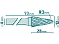 fréza karbidová, konická 14° zakulacená, pr.12x28mm/stopka 6mm,sek střední (double-cut)