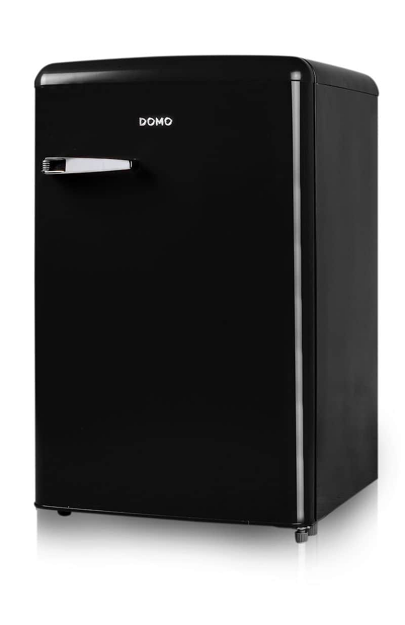 Retro lednice s mrazákem uvnitř - černá - DOMO DO980RTKZ, Objem chladničky: 95 l, Objem mrazáku: 13 l, Třída: E