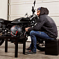 Pánska jeansová letná moto bunda W-TEC Kafec s kapucňou