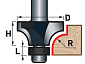 fréza zaoblovací (vydutá) do dřeva, R9,5 x D31,8 x H16