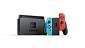 Nintendo Switch console with neon red&amp;blue Joy-Con