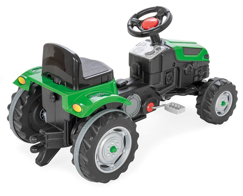 Traktor šlapací s volantem zelený
