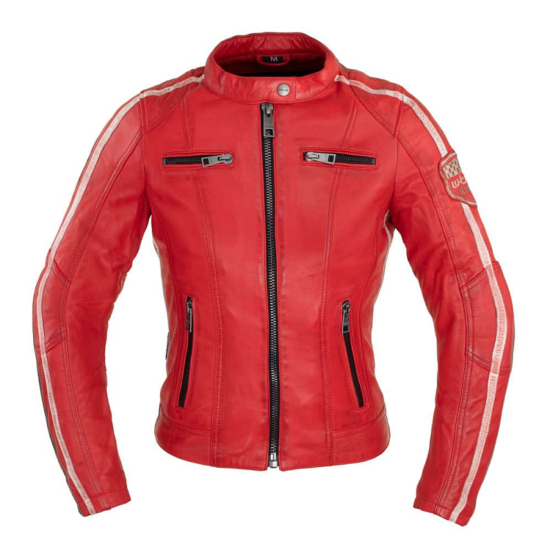 Dámská kožená bunda W-TEC Umana Barva červená, Velikost 3XL