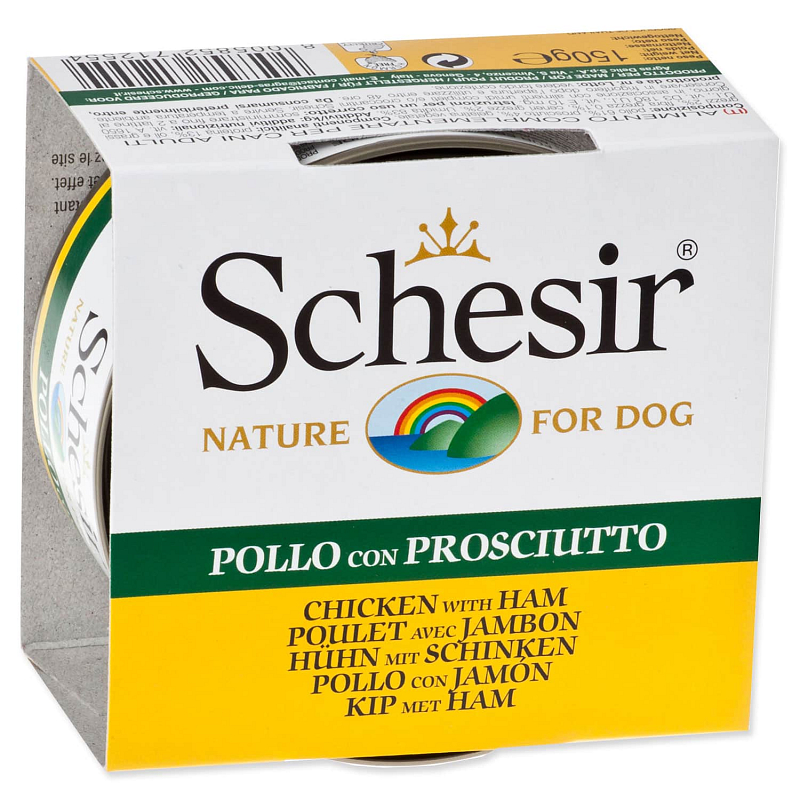 Konzerva SCHESIR Dog kuřecí + šunka v želé 150 g