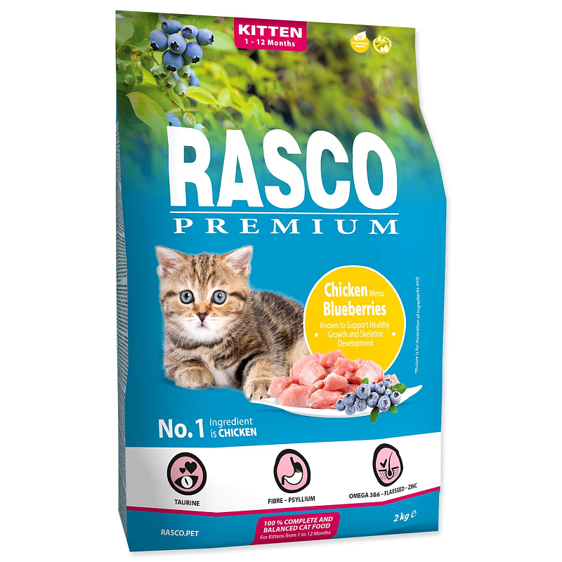 Granule RASCO Premium Kitten kuřecí s borůvkou 2 kg