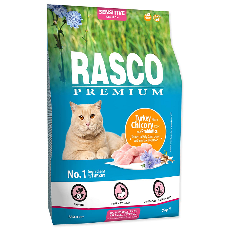 Granule RASCO Premium Sensitive krůtí s kořenem čekanky a probiotiky 2 kg