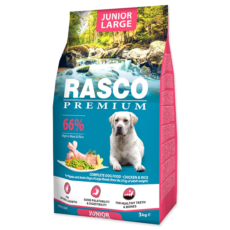 Granule RASCO Premium Junior Large kuře s rýží 3 kg