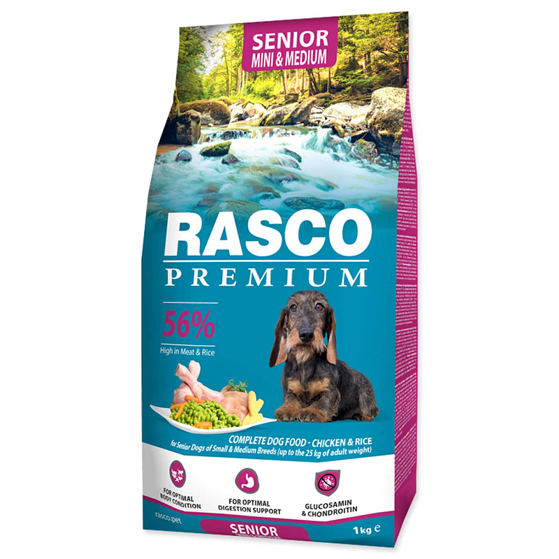 Granule RASCO Premium Senior Mini & Medium kuře s rýží 1 kg