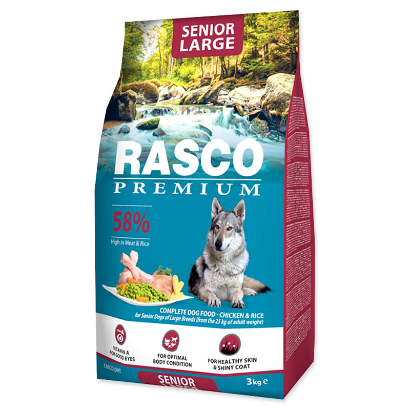 Granule RASCO Premium Senior Large kuře s rýží 3 kg