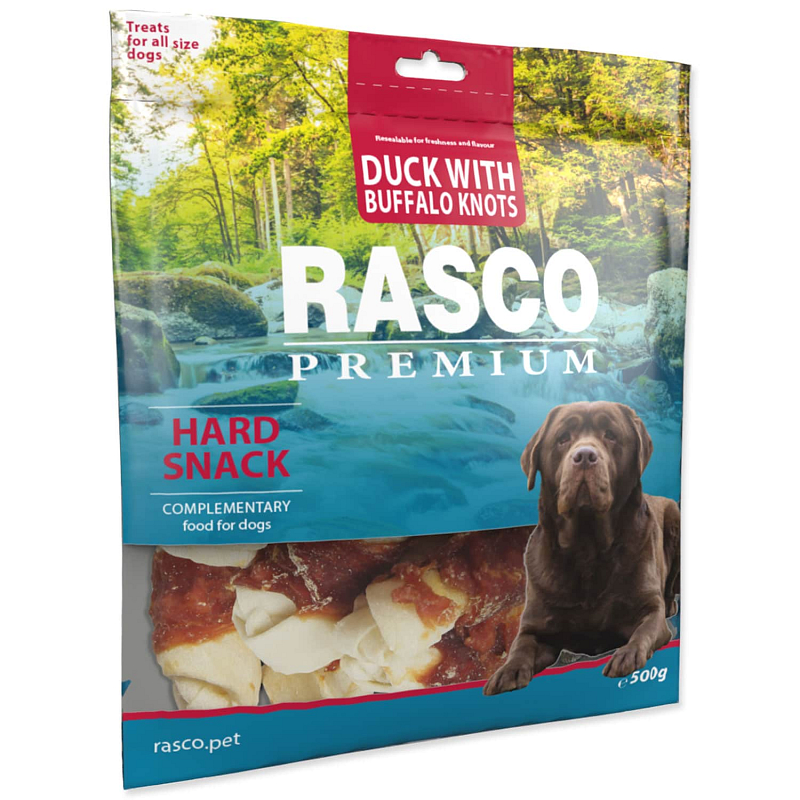 Pochoutka RASCO Premium bůvolí uzle s kachním masem 5 cm 500 g