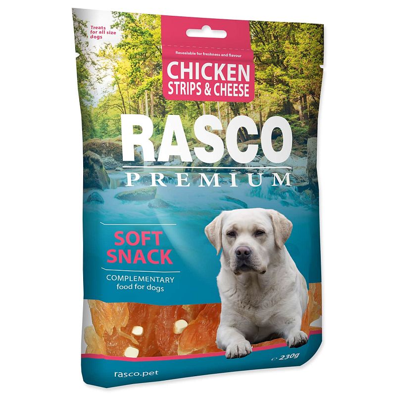 Pochoutka RASCO Premium proužky kuřecího masa se sýrem 230 g
