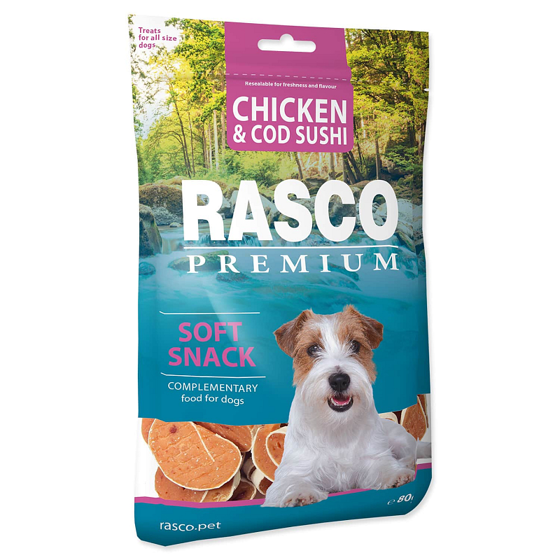 Pochoutka RASCO Premium sushi z kuřecího masa a tresky 80 g