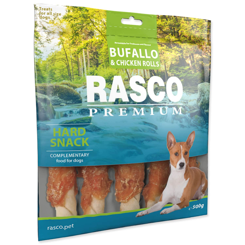 Pochoutka RASCO Premium bůvolí tyčinky obalené kuřecím masem L 500 g