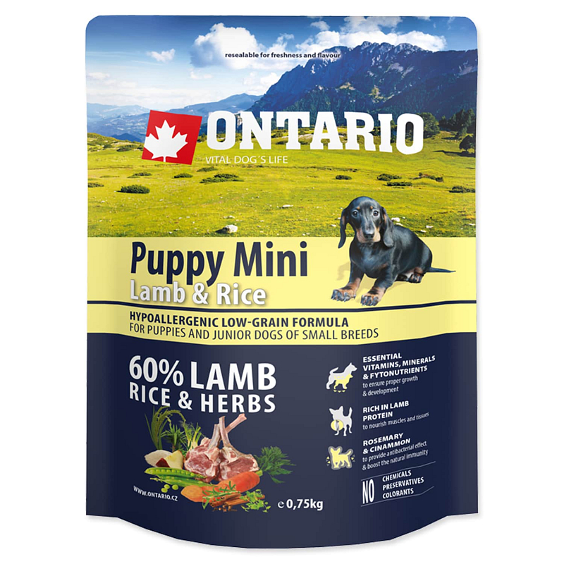 ONTARIO Puppy Mini Lamb & Rice 0,75 kg