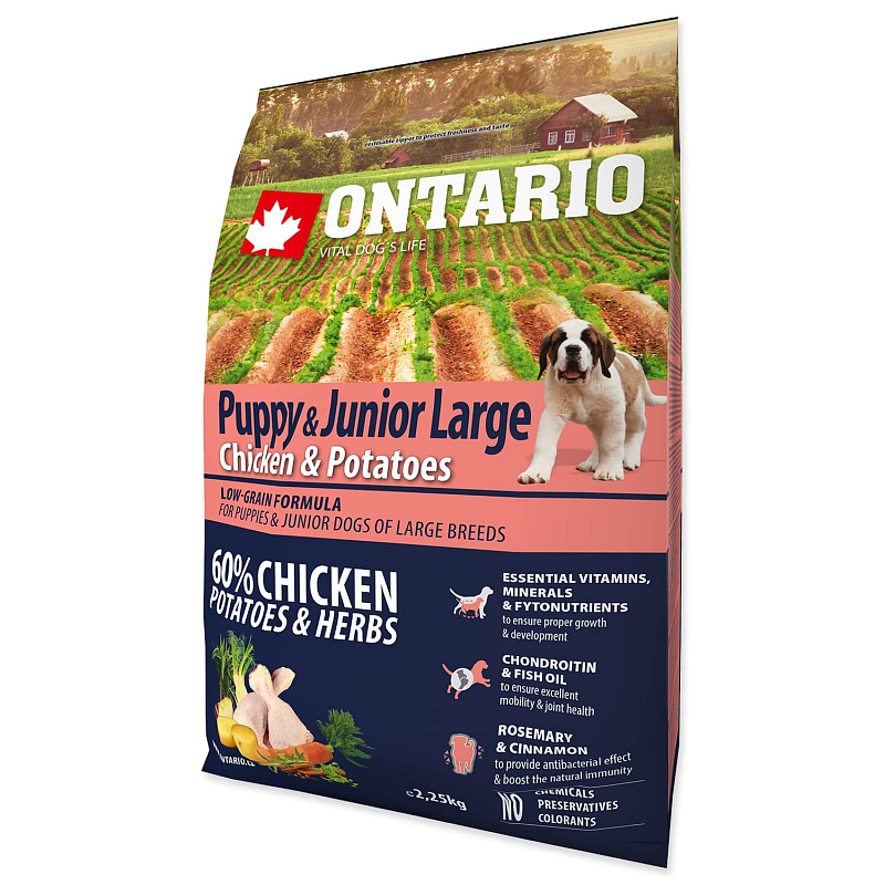 ONTARIO Puppy & Junior Large Chicken & Potatoes & Herbs 2,25 kg