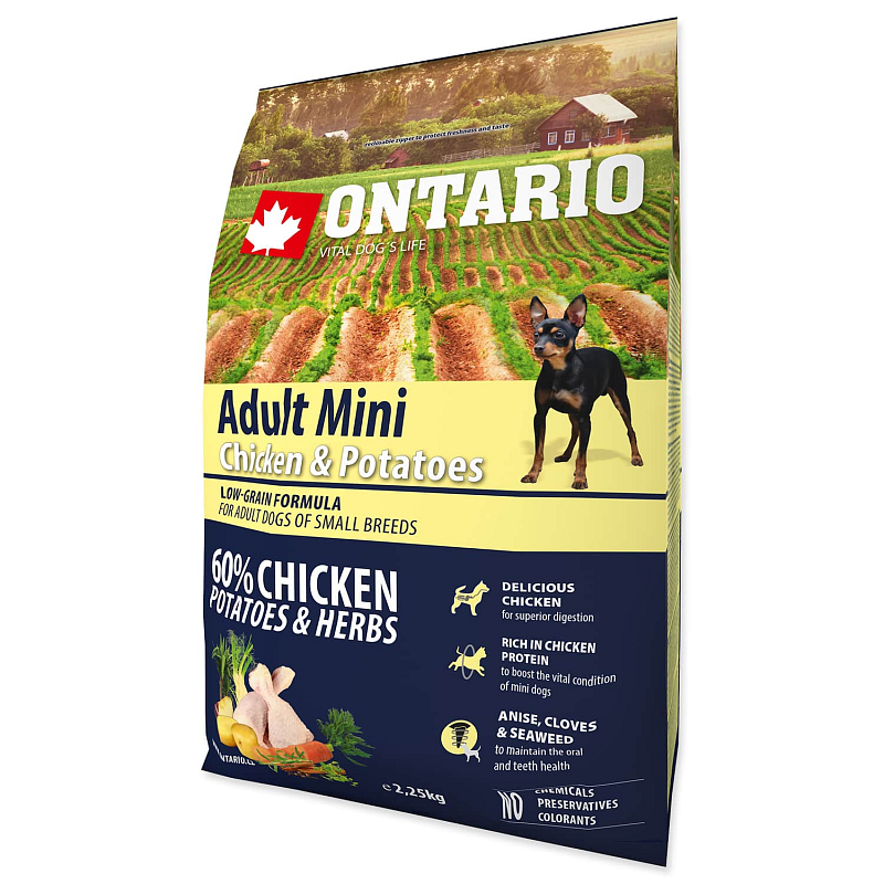 ONTARIO Dog Adult Mini Chicken & Potatoes & Herbs 2,25 kg
