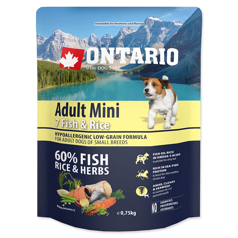 ONTARIO Dog Adult Mini Fish & Rice 0,75 kg