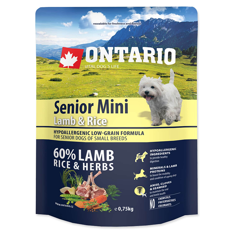 ONTARIO Senior Mini Lamb & Rice 0.75 kg