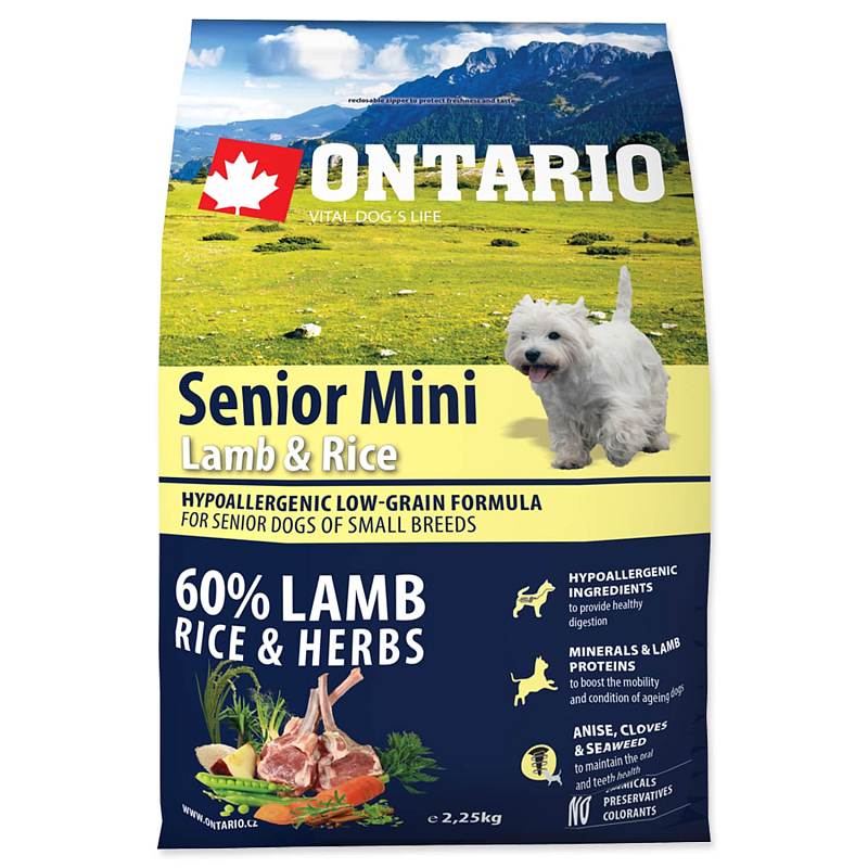 ONTARIO Senior Mini Lamb & Rice 2.25 kg