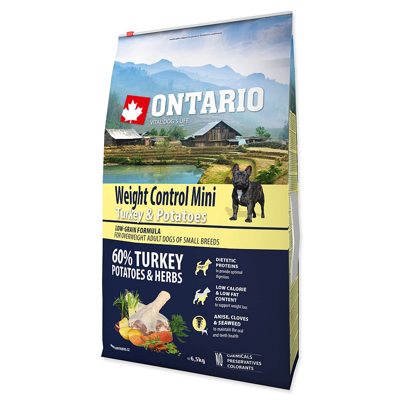 ONTARIO Dog Mini Weight Control Turkey & Potatoes 6.5 kg