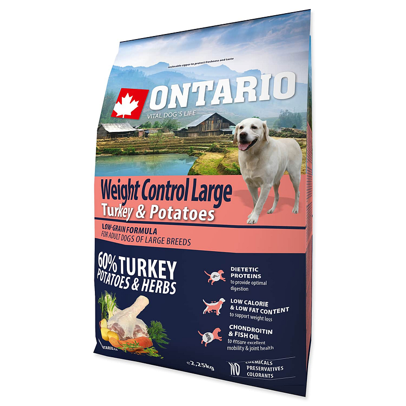 ONTARIO Dog Large Weight Control Turkey & Potatoes & Herbs 2.25 kg