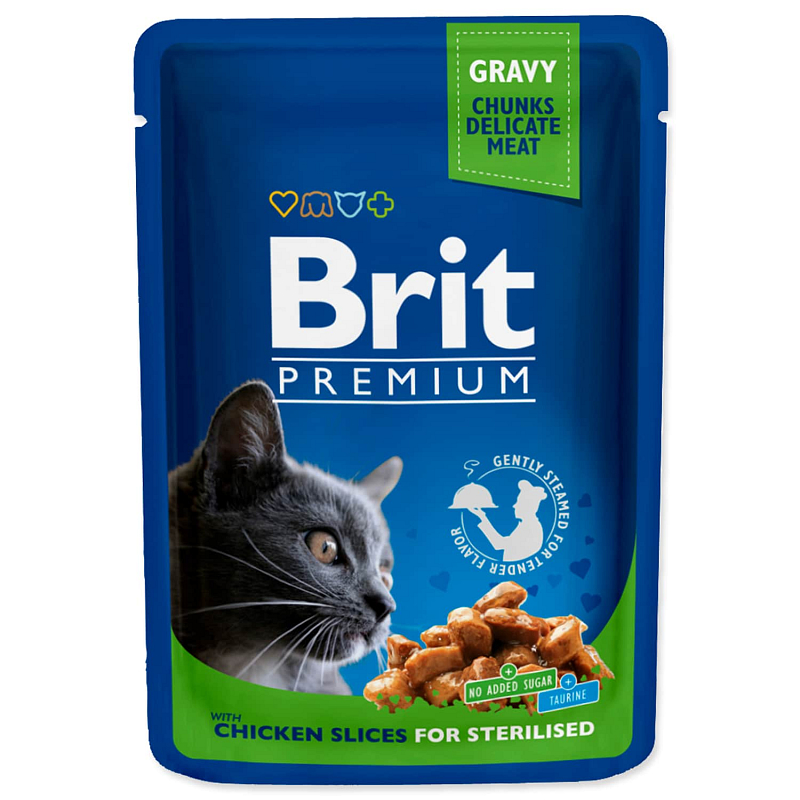Kapsička BRIT Premium Cat Chicken Slices for Sterilised 100 g
