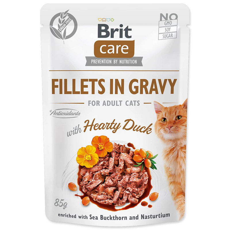 Kapsička BRIT Care Cat Fillets in Gravy with Hearty Duck 85 g