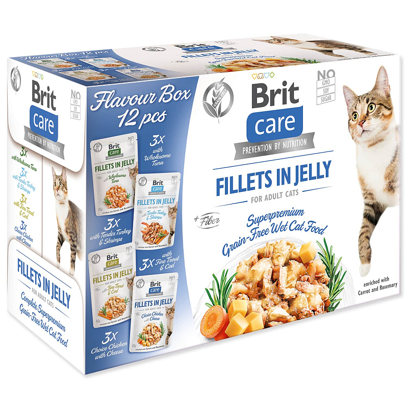Kapsičky BRIT Care Cat Multipack Fillets in Jelly Flavour Box 4 x 3 ks 1020 g