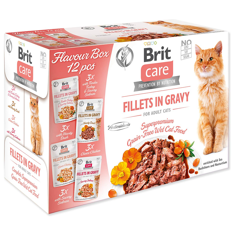 Kapsičky BRIT Care Cat Flavour box Fillet in Gravy 4 x 3 ks 1020 g