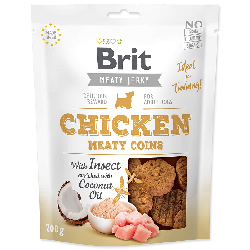 Snack BRIT Jerky Chicken with Insect Meaty Coins 200 g
