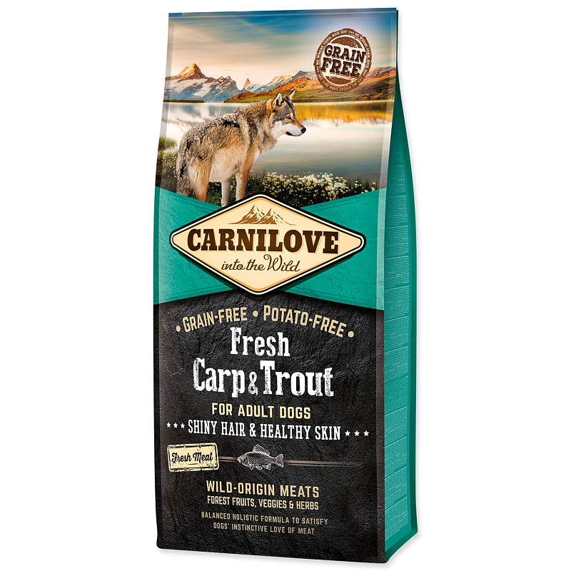 CARNILOVE Fresh Carp & Trout Shiny Hair & Healthy Skin for Adult dogs 12 kg