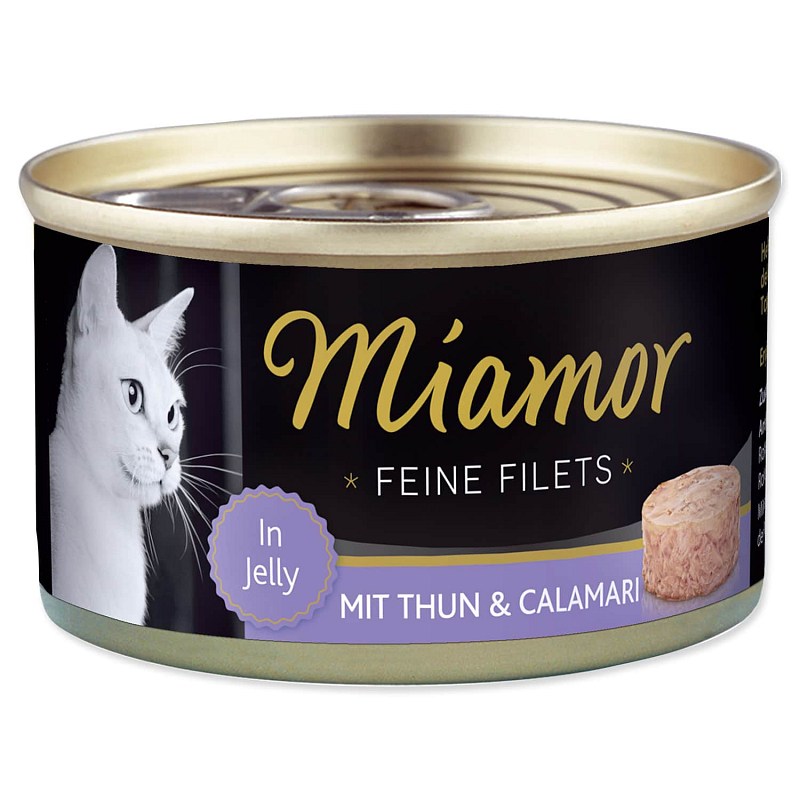 Konzerva MIAMOR Feine Filets tuňák + kalamáry v želé - KARTON (24ks) 100 g