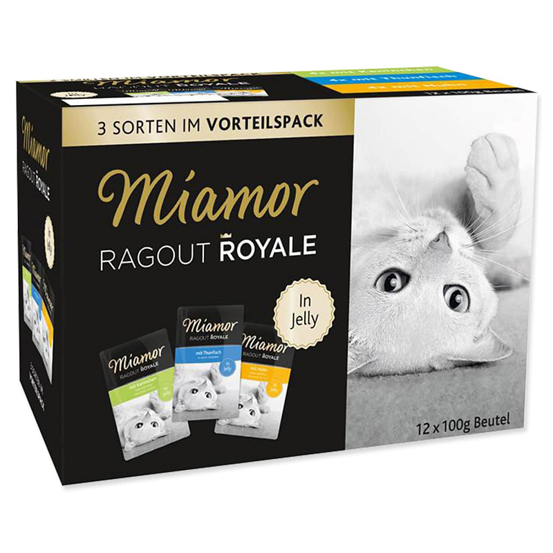 Kapsičky MIAMOR Ragout Royale kuře, tuňák, králík v želé multipack - KARTON (4ks) 1200 g