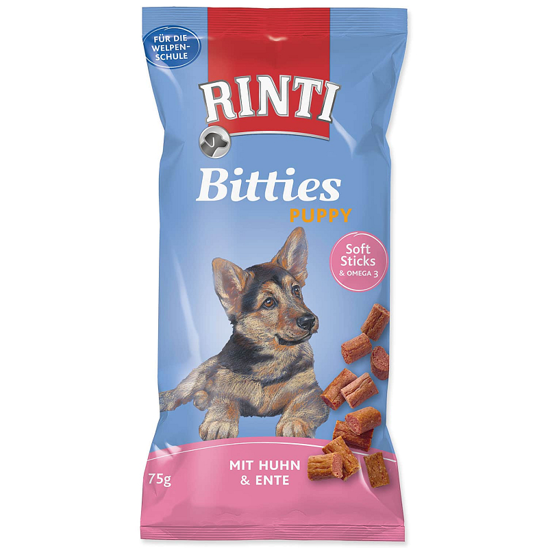 Pochoutka RINTI Extra Bitties Puppy kuře + kachna - KARTON (16ks) 75 g