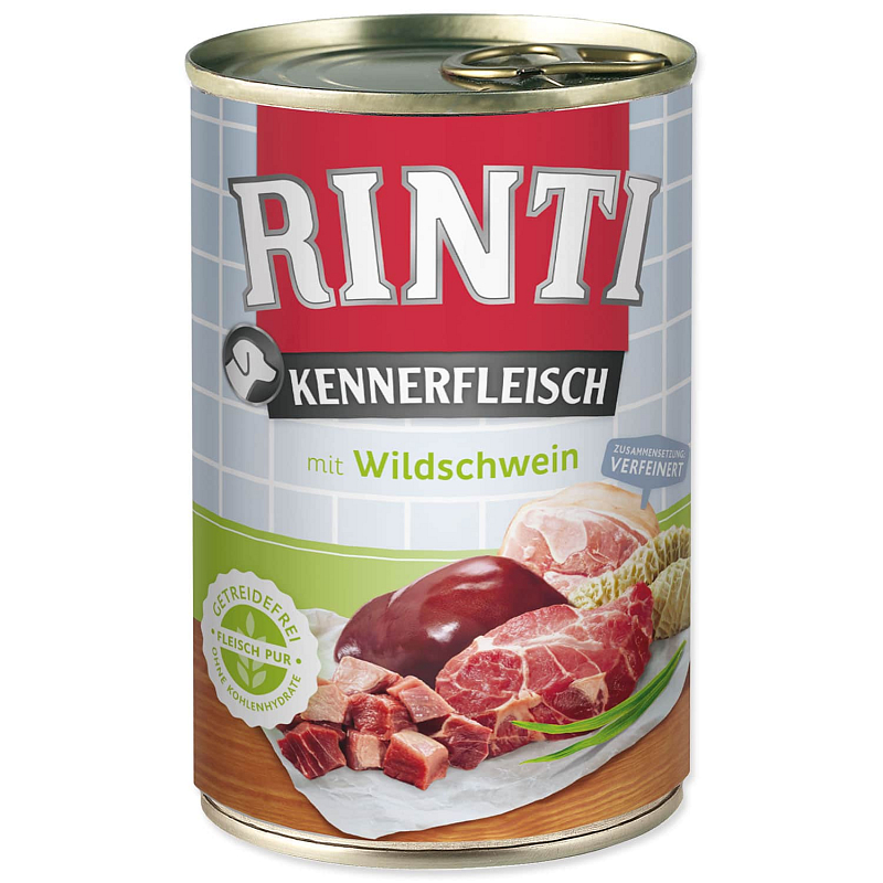 Konzerva RINTI Kennerfleisch divočák - KARTON (12ks) 400 g