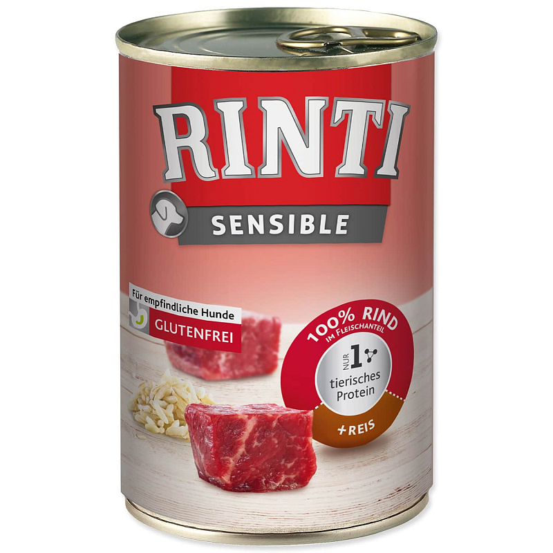 Konzerva RINTI Sensible hovězí + rýže - KARTON (12ks) 400 g