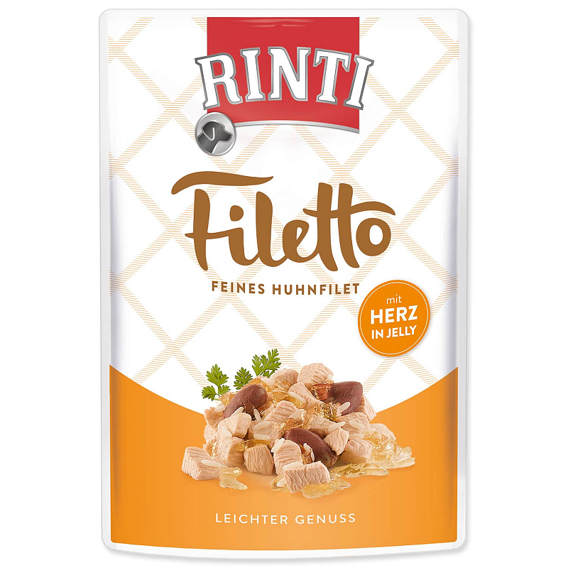Kapsička RINTI Filetto kuře + kuřecí srdce v želé - KARTON (24ks) 100 g