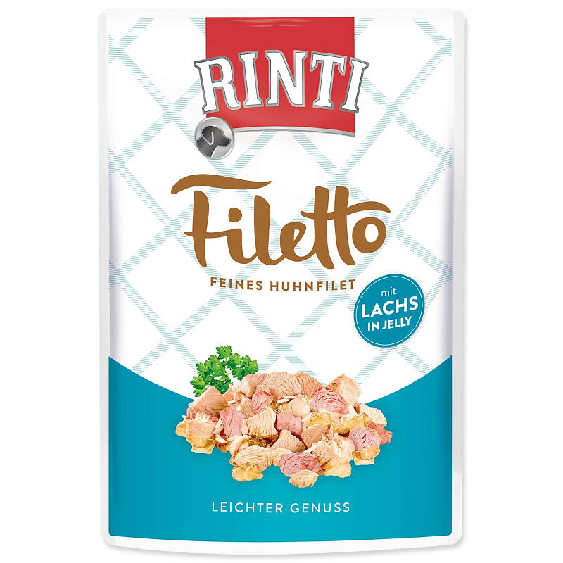 Kapsička RINTI Filetto kuře + losos v želé - KARTON (24ks) 100 g