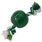 Hračka DOG FANTASY Strong Mint míček gumový s provazem zelený 9,5 cm 1 ks