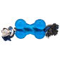 Hračka DOG FANTASY Strong kost gumová s provazem modrá 13,9 cm 1 ks