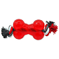 Hračka DOG FANTASY Strong kost gumová s provazem červená 13,9 cm 1 ks