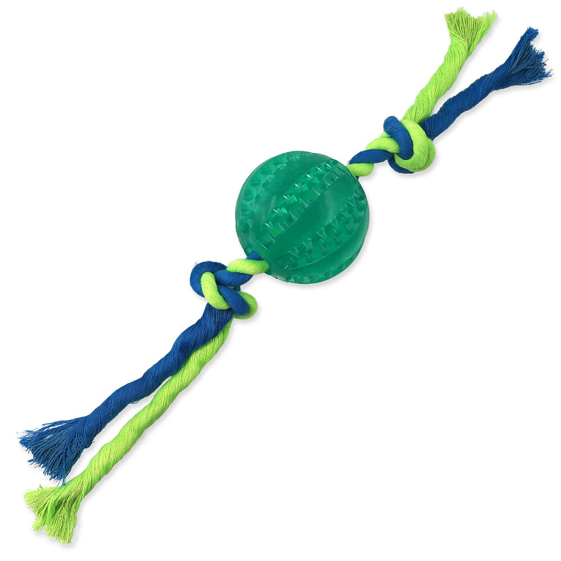 Hračka DOG FANTASY DENTAL MINT míček s provazem zelený 7 x 28 cm 1 ks