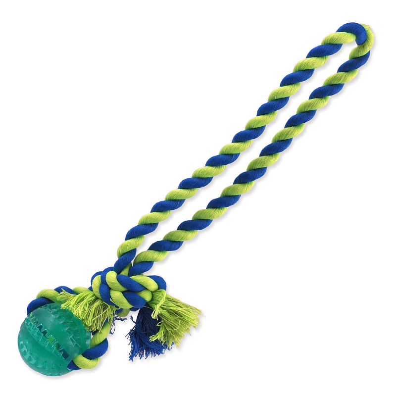Hračka DOG FANTASY DENTAL MINT míček házecí s provazem zelený 5 x 30 cm 1 ks