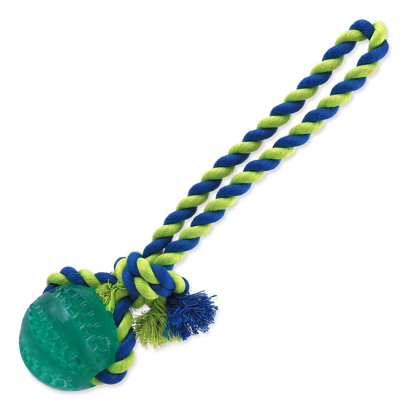 Hračka DOG FANTASY DENTAL MINT míček házecí s provazem zelený 7 x 30 cm 1 ks