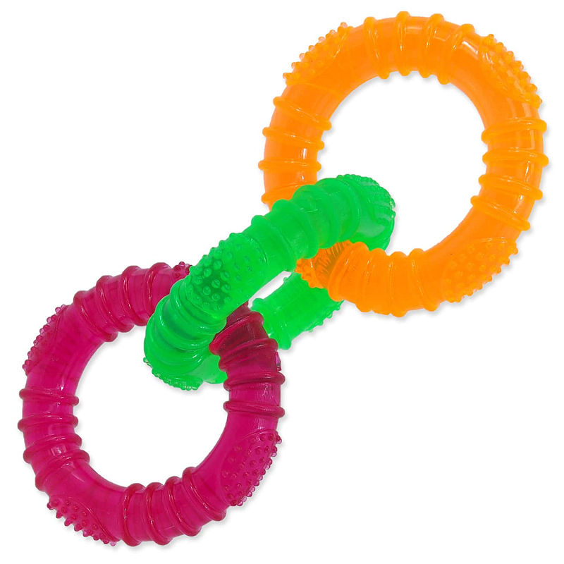 Hračka DOG FANTASY 3 kruhy gumové barevné 16 cm 1 ks